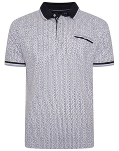 KAM  Dobby Print Pique Polo Shirt White